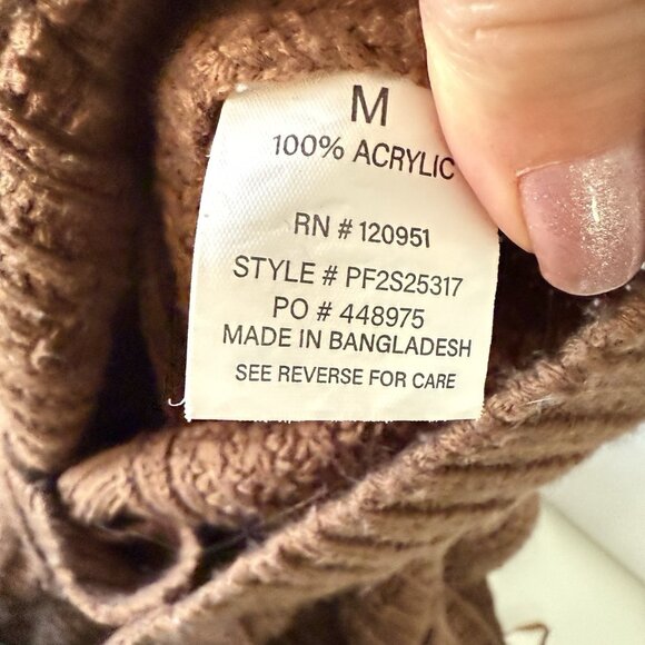 Pink Rose Pullover V-Neck Sweater Long Sleeve Button Back Sz Medium Muted Brown - Picture 6 of 7